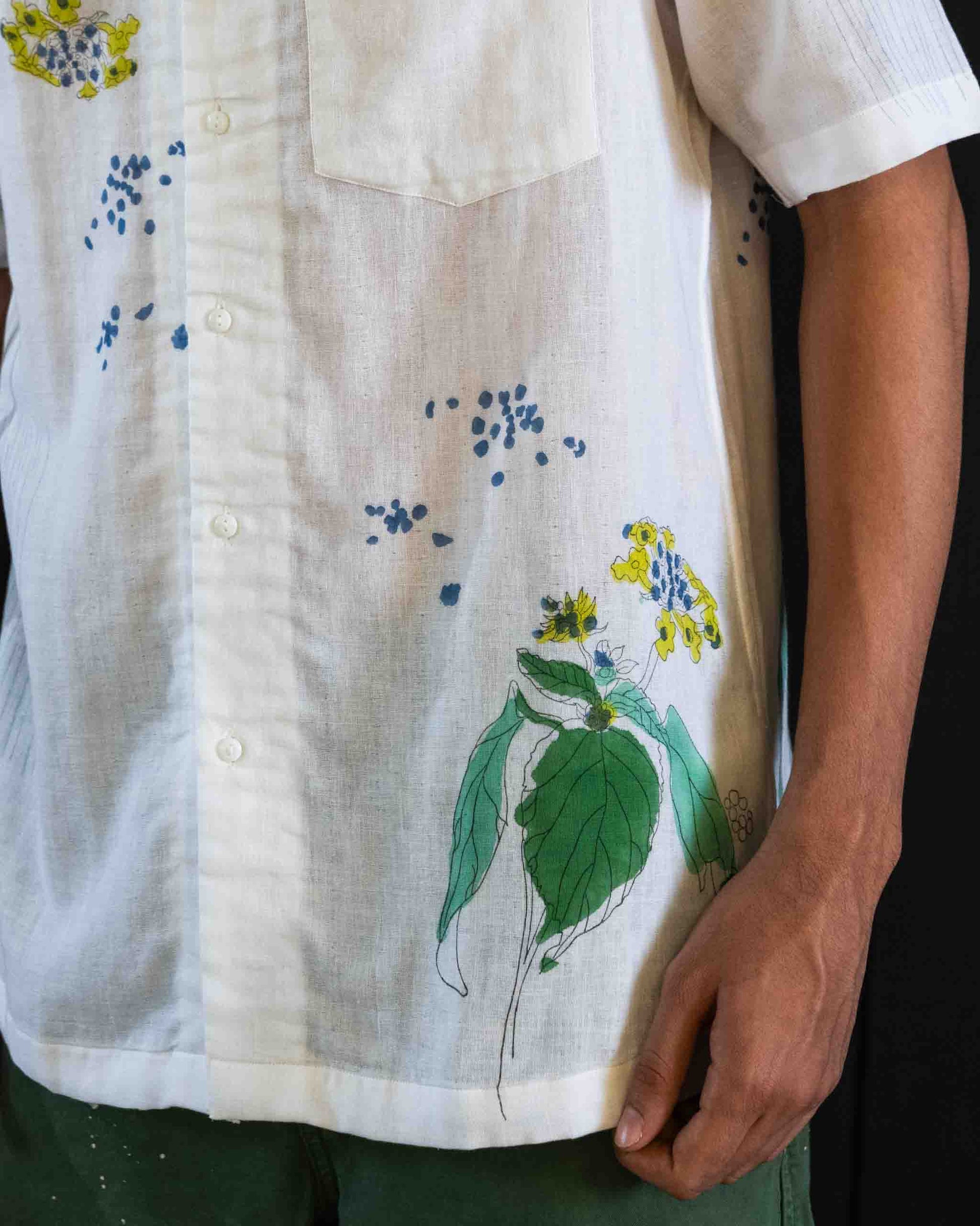 Lantana Shirt - Double Gauze Cotton, Camp Collar, Short Sleeves