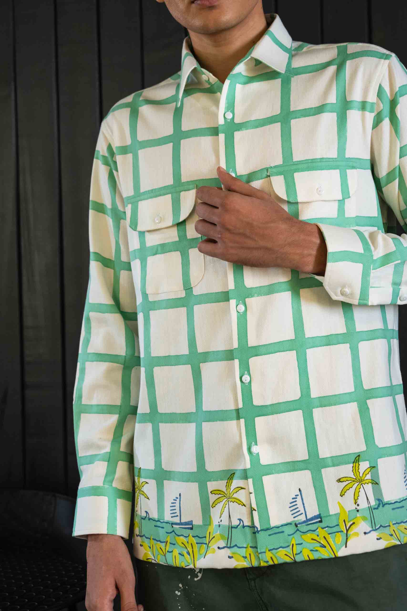 Coastline Shacket - Herringbone | Classic Collar | Long Sleeves