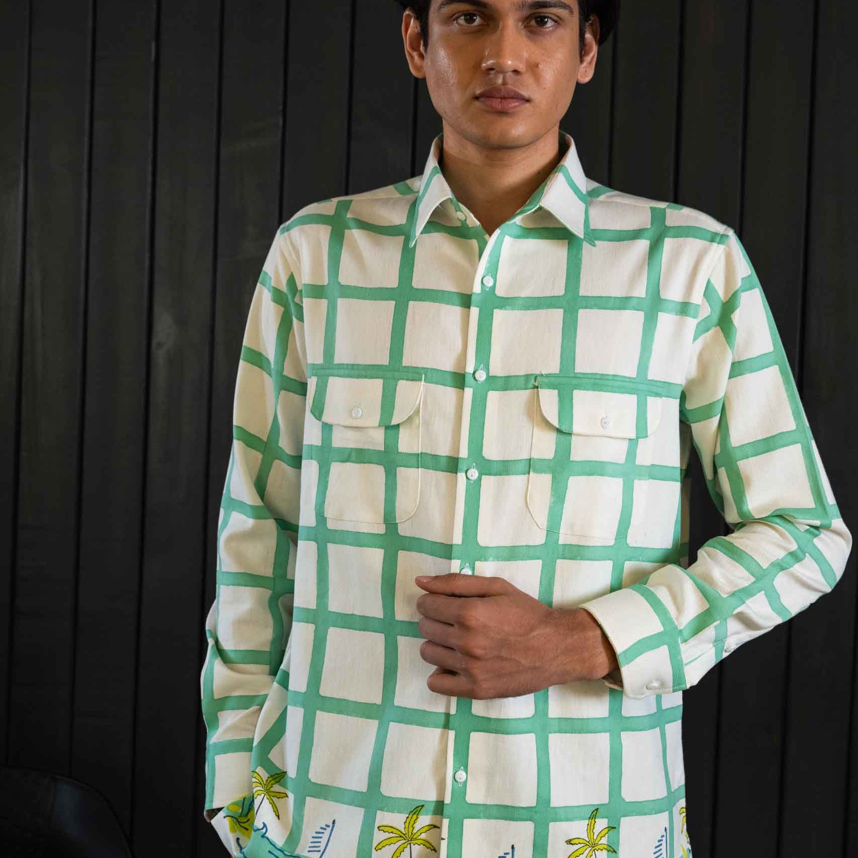 Coastline Shacket - Herringbone | Classic Collar | Long Sleeves