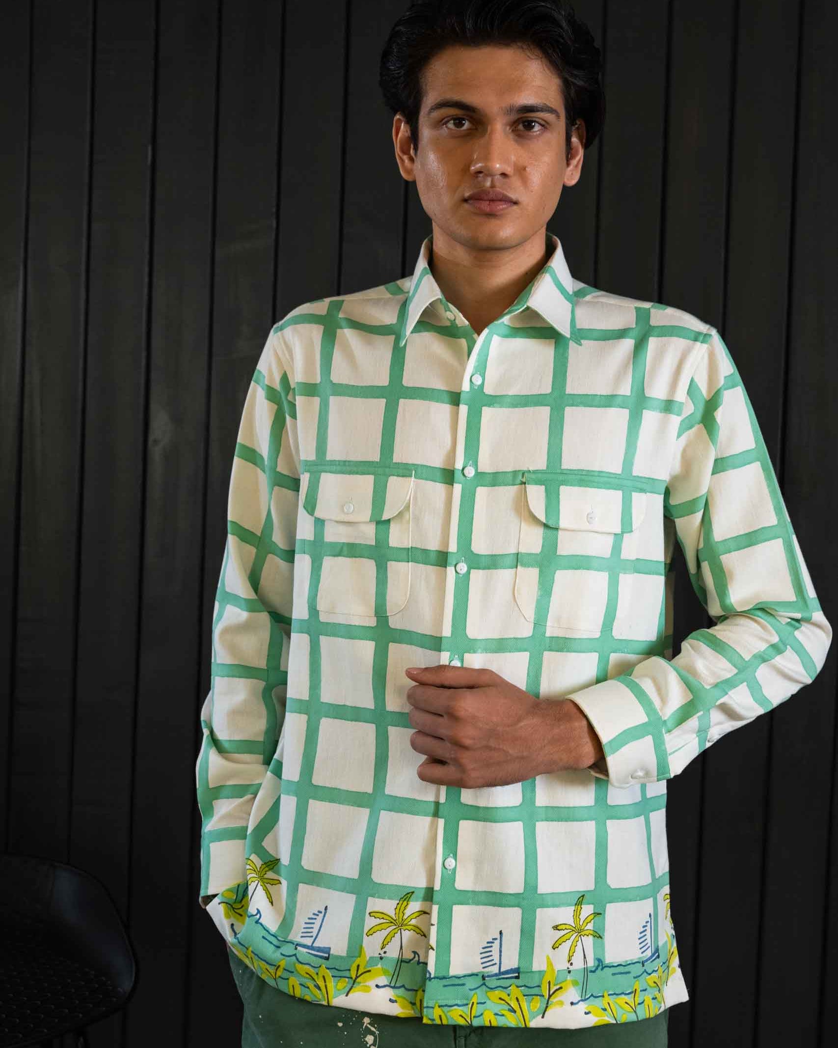 Coastline Shacket - Herringbone | Classic Collar | Long Sleeves