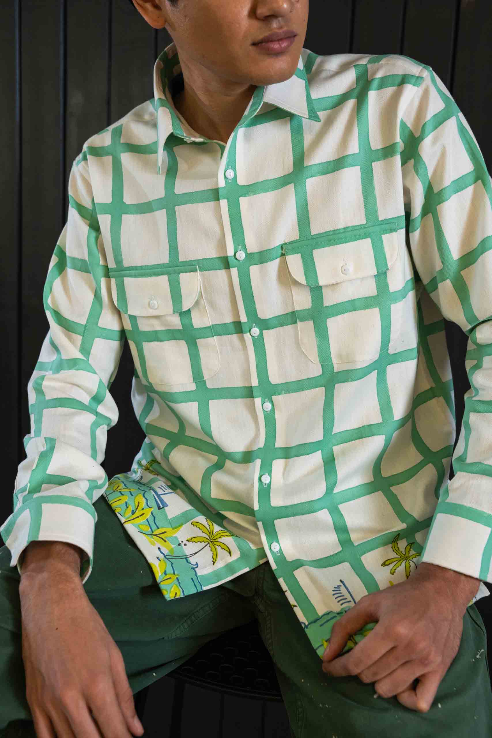 Coastline Shacket - Herringbone | Classic Collar | Long Sleeves