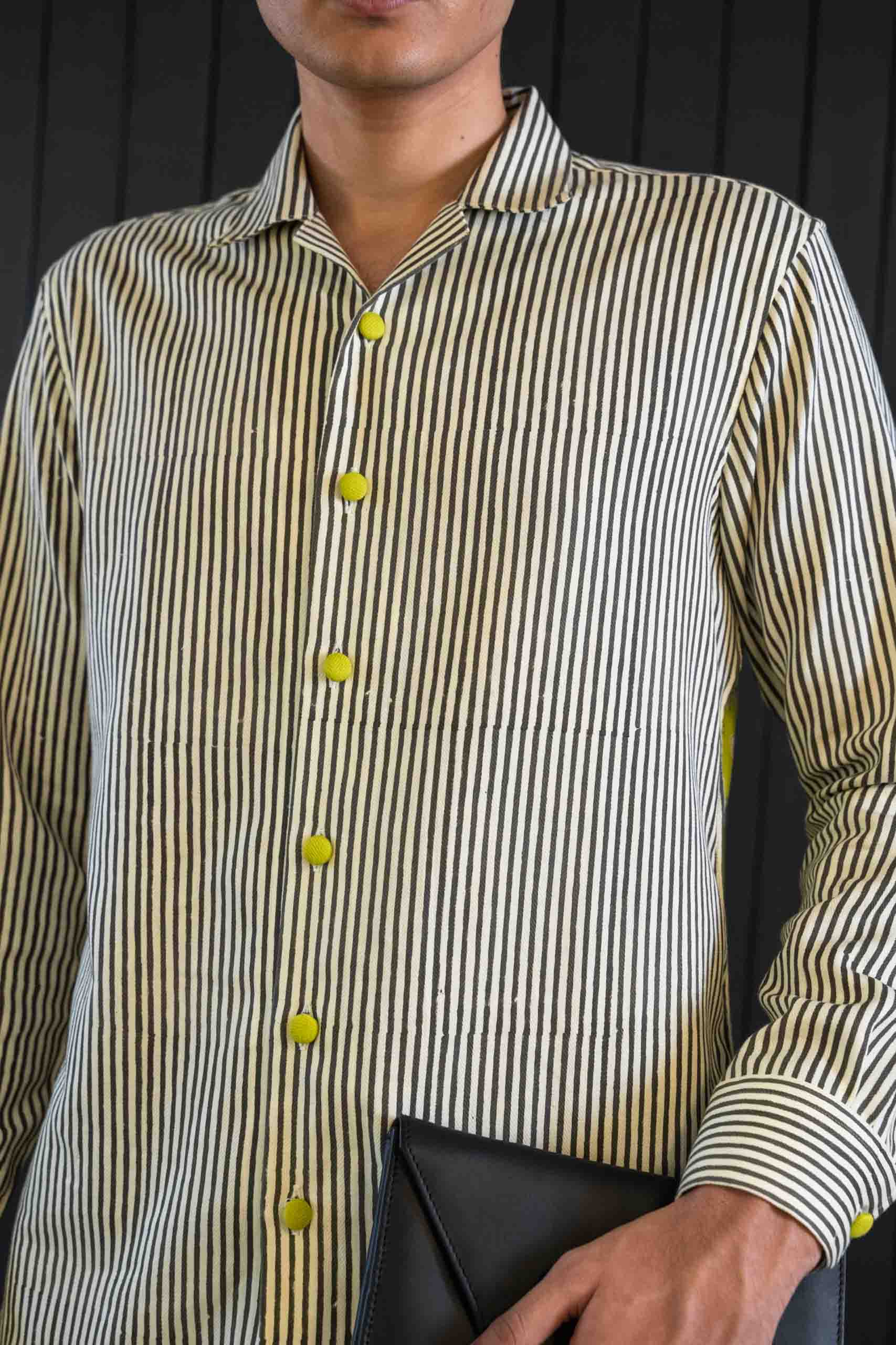 Rearview Shirt - Herringbone | Camp Collar | Long Sleeves
