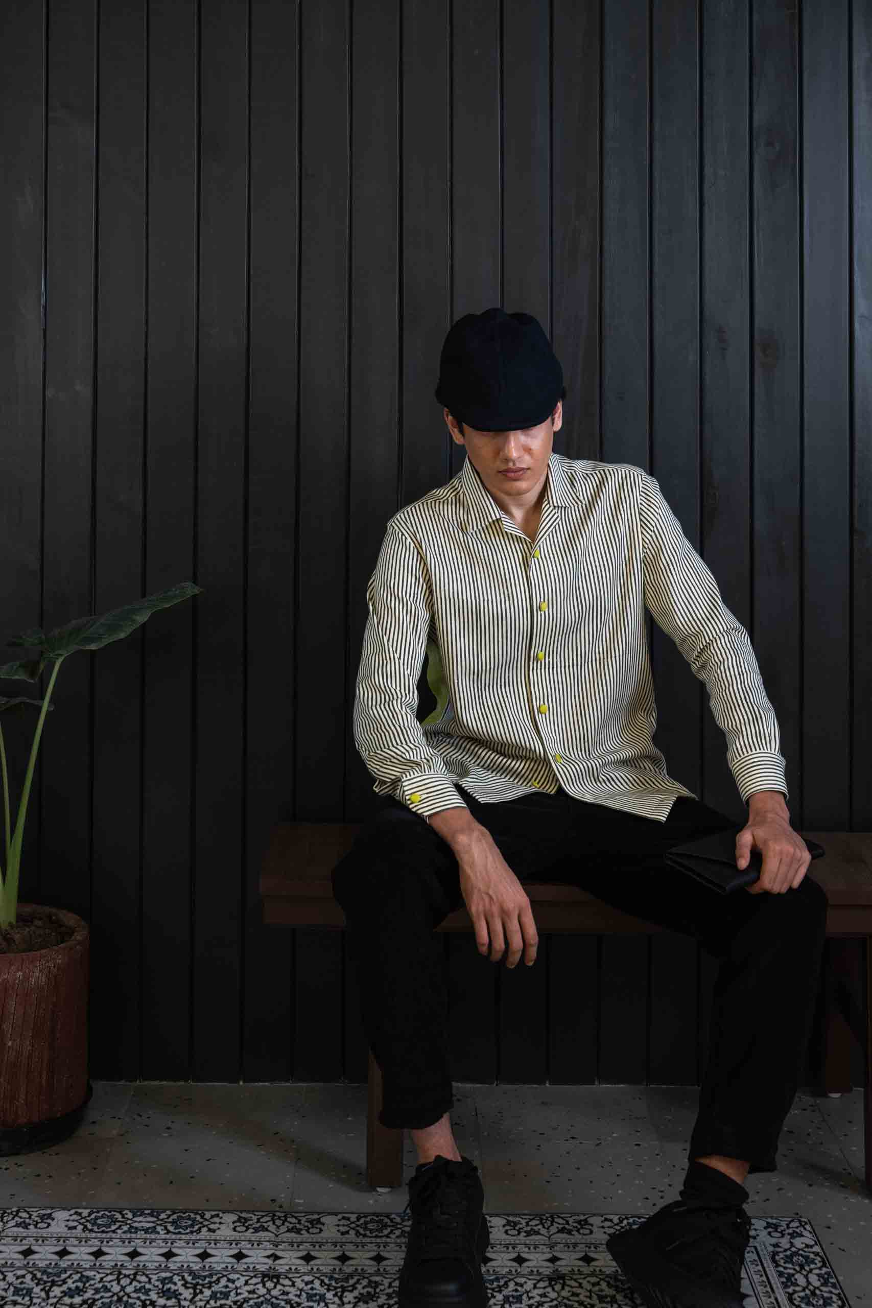 Rearview Shirt - Herringbone | Camp Collar | Long Sleeves