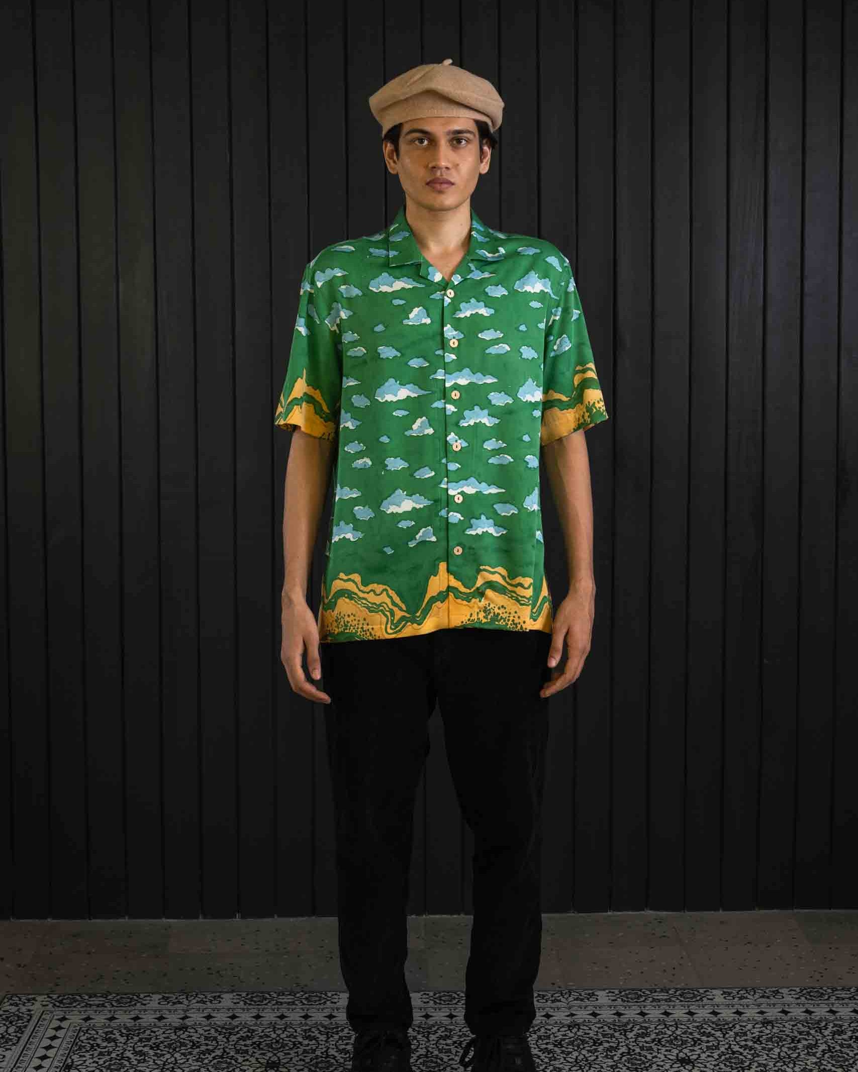 Tangerine Tide Shirt - Sateen Modal | Camp Collar | Short Sleeves