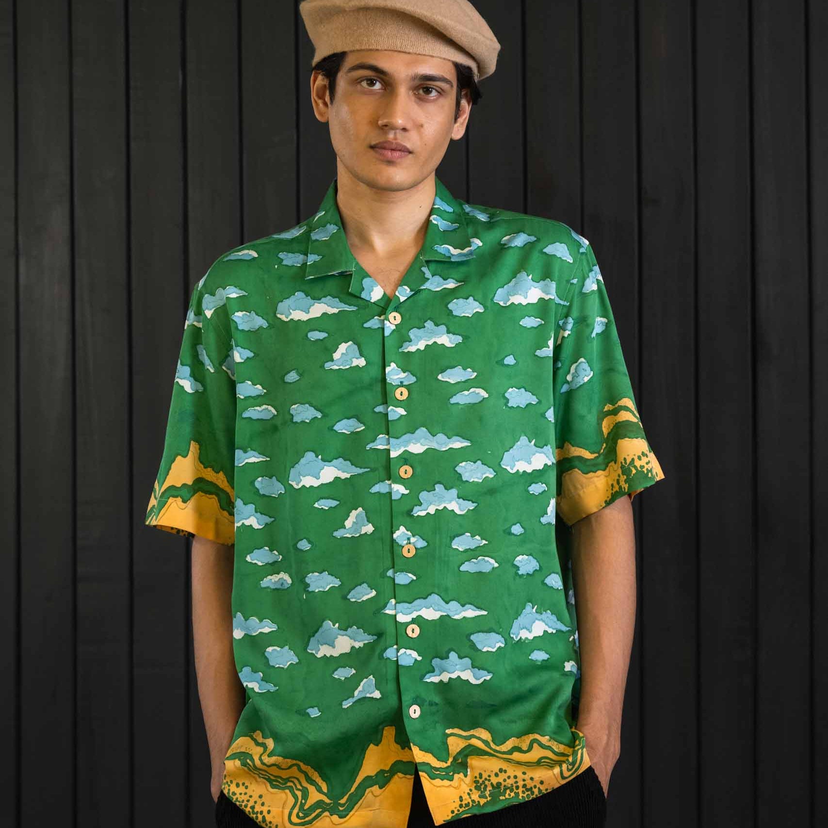 Tangerine Tide Shirt - Sateen Modal | Camp Collar | Short Sleeves