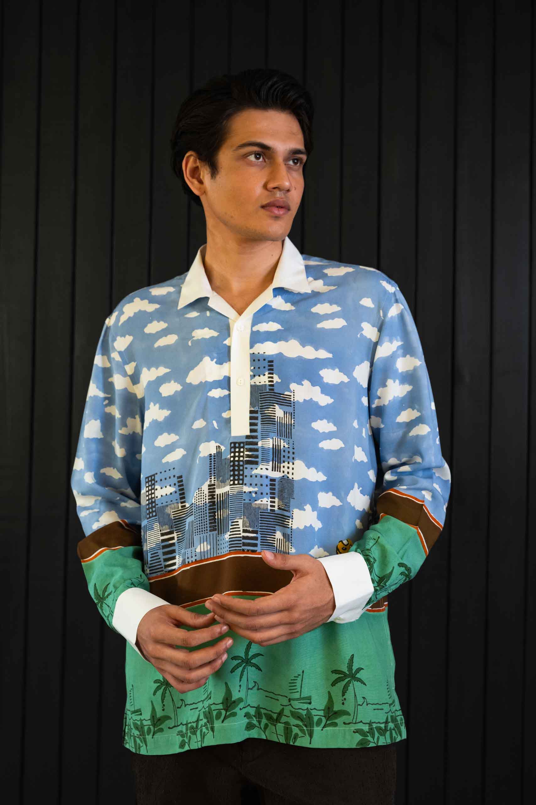 Skyline Shirt - Micro Modal | Half Placket | Camp Collar | Full Sleeves