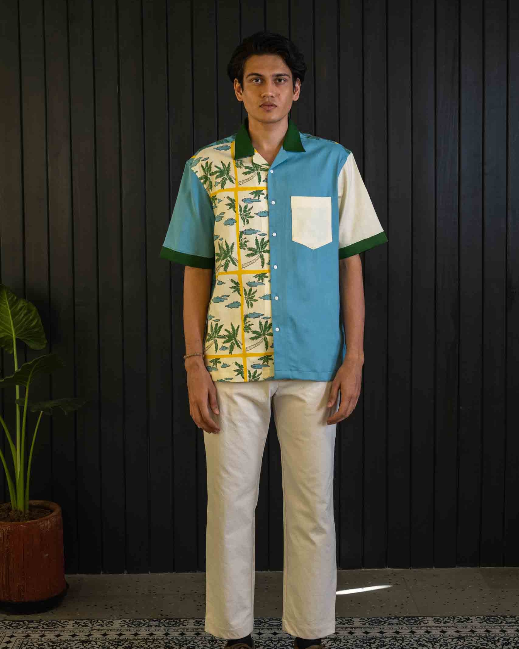 Positano Shirt - Herringbone | Camp Collar | Short Sleeves