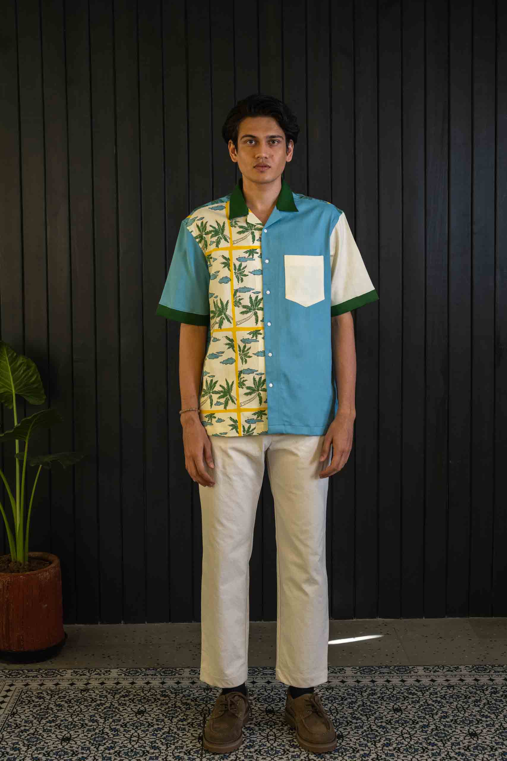 Positano Shirt - Herringbone | Camp Collar | Short Sleeves