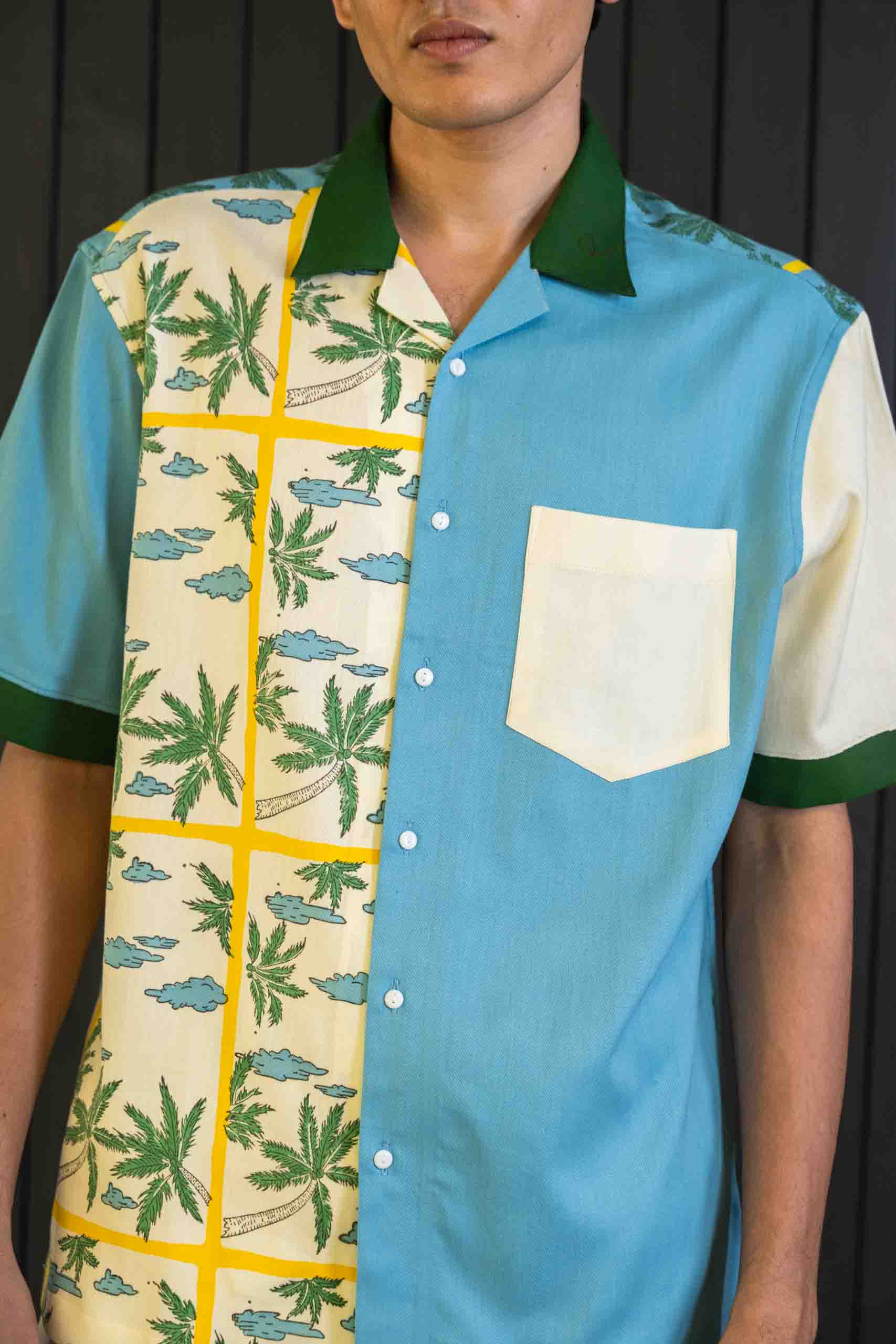 Positano Shirt - Herringbone | Camp Collar | Short Sleeves