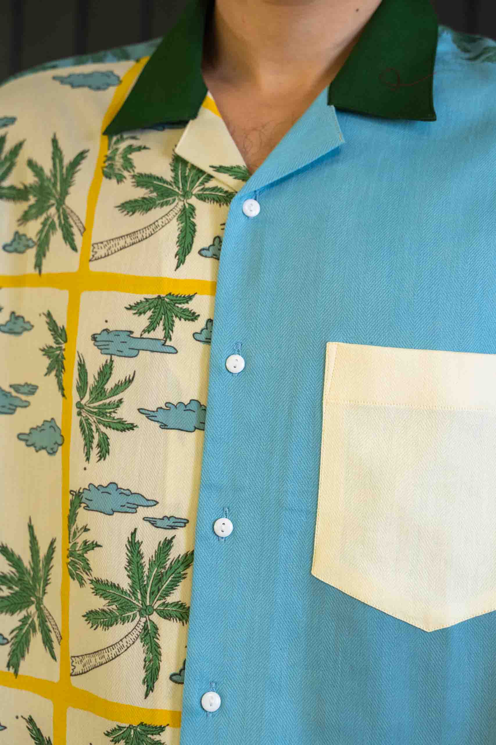 Positano Shirt - Herringbone | Camp Collar | Short Sleeves