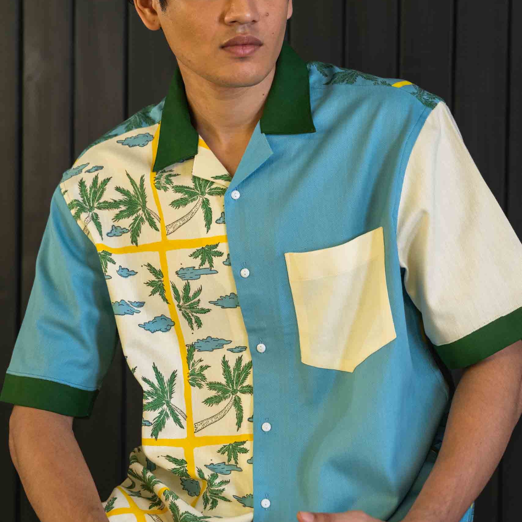 Positano Shirt - Herringbone | Camp Collar | Short Sleeves