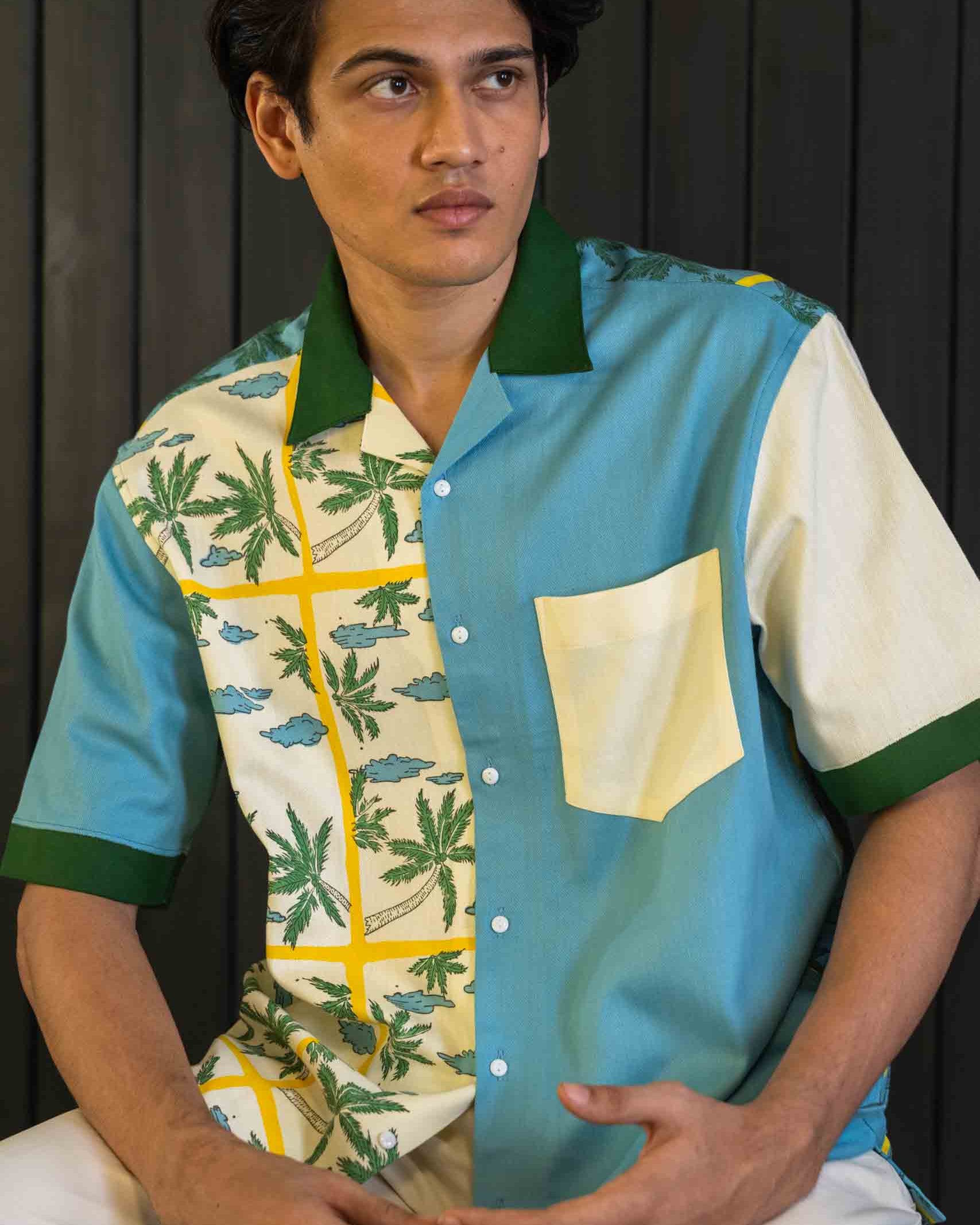 Positano Shirt - Herringbone | Camp Collar | Short Sleeves