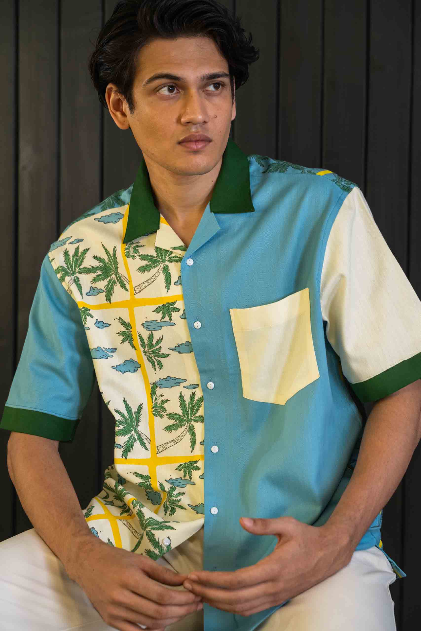 Positano Shirt - Herringbone | Camp Collar | Short Sleeves