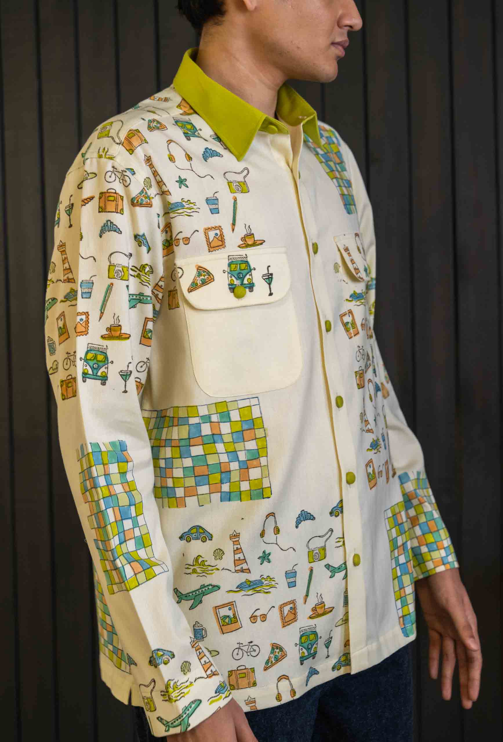 Pincode Shacket - Herringbone | Classic Collar | Long Sleeves