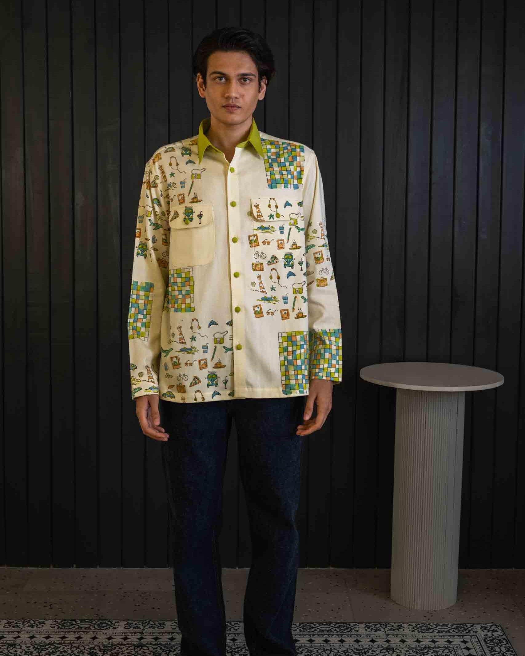 Pincode Shacket - Herringbone | Classic Collar | Long Sleeves