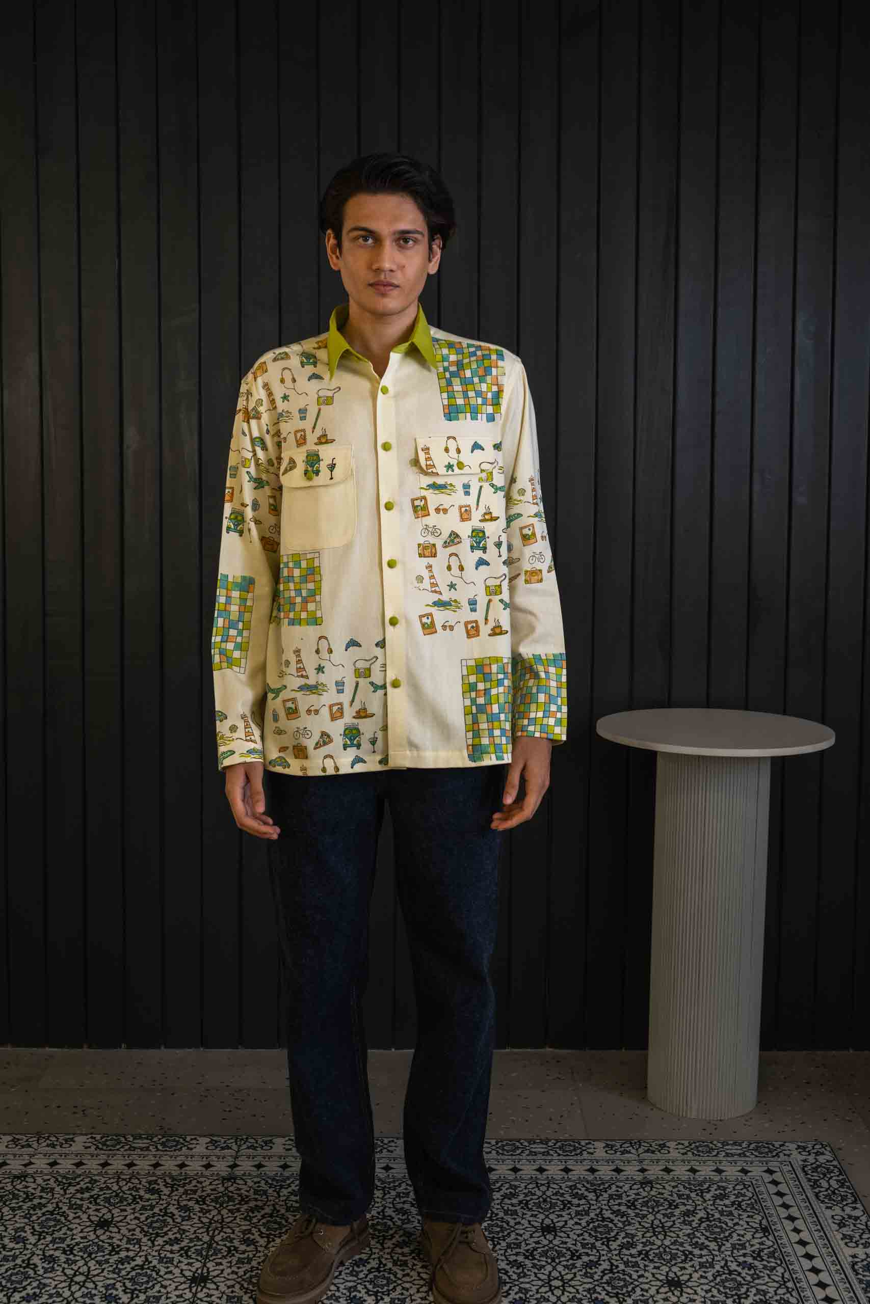 Pincode Shacket - Herringbone | Classic Collar | Long Sleeves