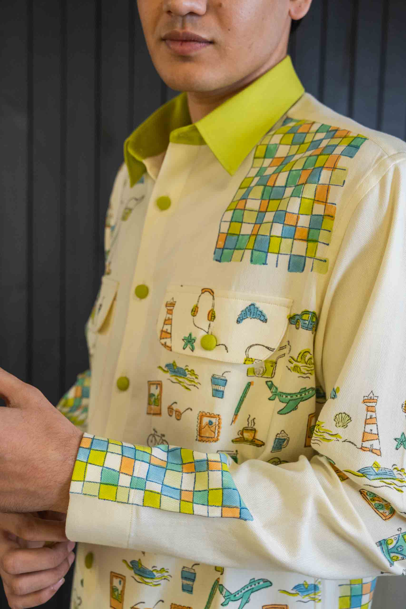 Pincode Shacket - Herringbone | Classic Collar | Long Sleeves