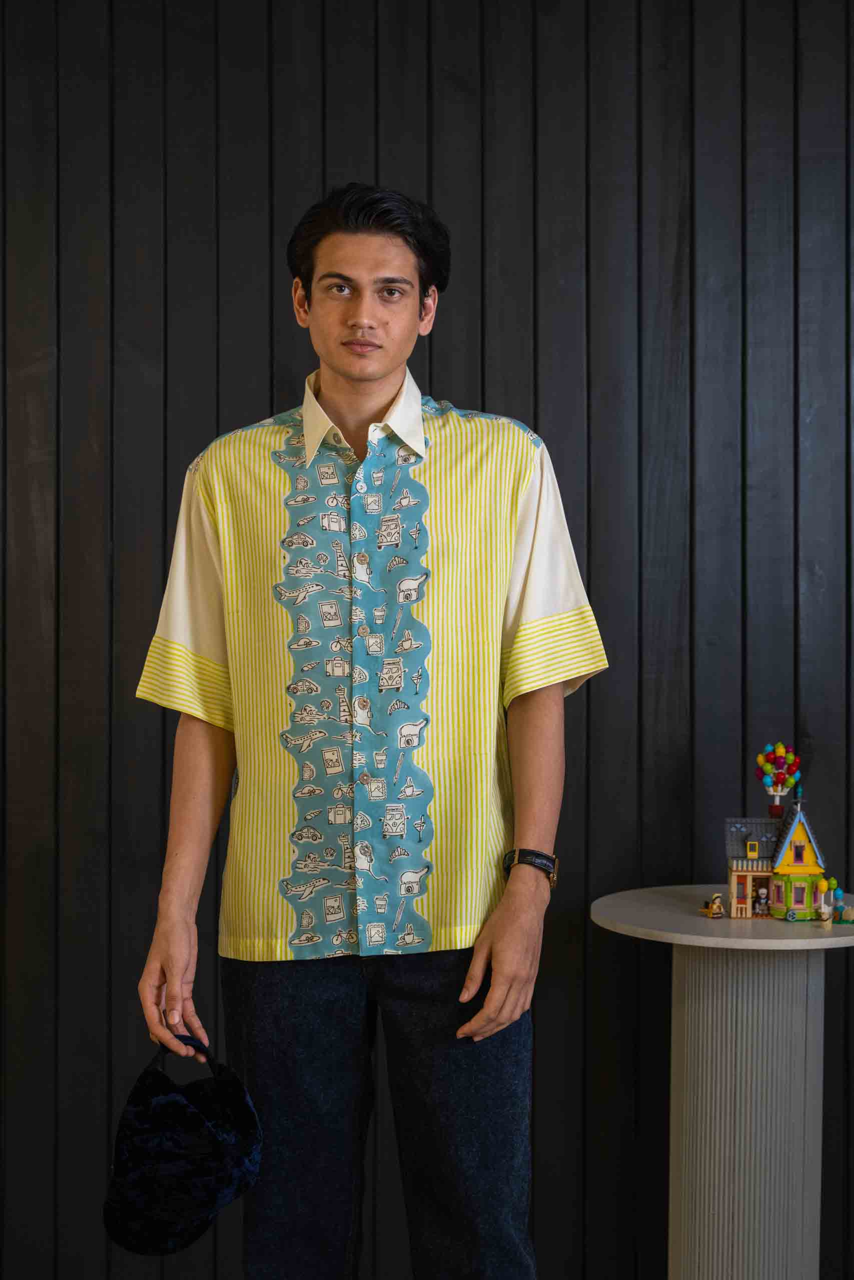 Souvenir Stripe Shirt - Micro Modal | Spread Collar | Short Sleeves