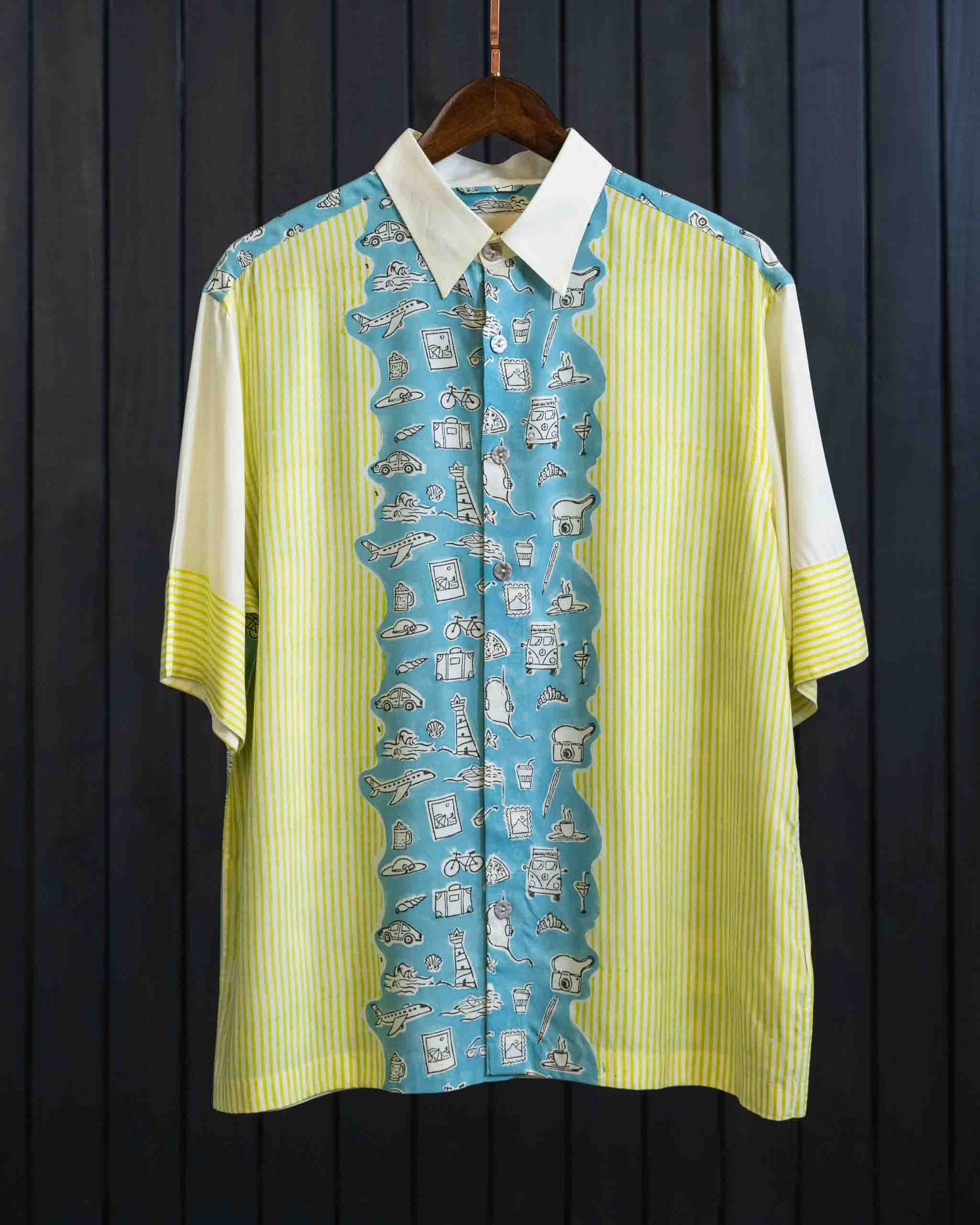 Souvenir Stripe Shirt - Micro Modal | Spread Collar | Short Sleeves