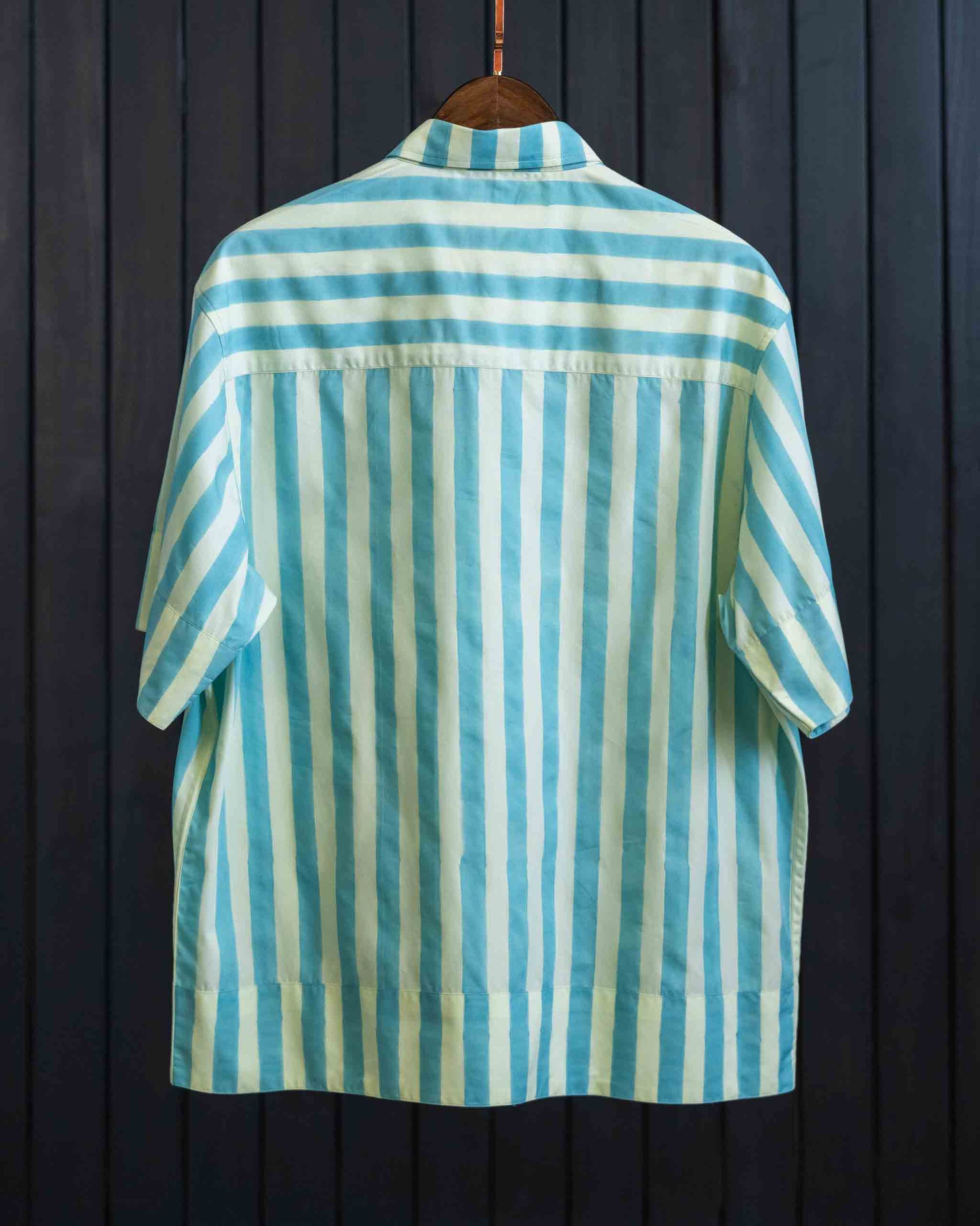 Striped Patch Shirt - Cotton Tencel | Classic Collar | Short Sleeves